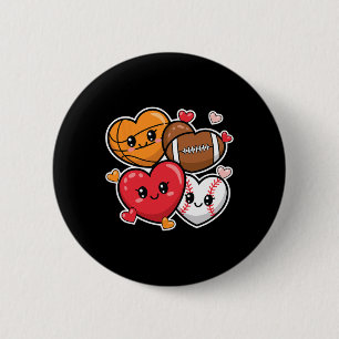 Liebe Fußball Basketball Valentine's Day Boys und Button