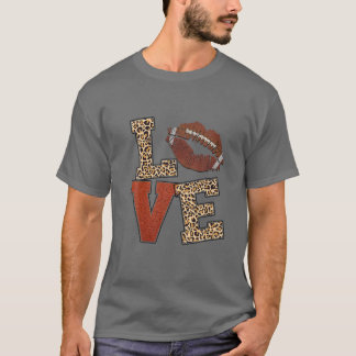 LIEBE Fußball Lippen Leopard Print Girls Foot T-Shirt