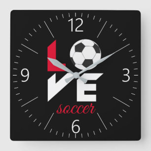 Liebe Fußball Quadratische Wanduhr