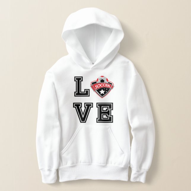Liebe Fußball - Rot - Schwarze Buchstaben Hoodie (Ablage )