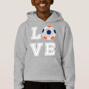 Liebe Fußball - Weißbriefe - Marine und Orange Hoodie