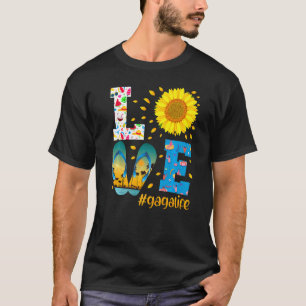 Liebe Gaga Life Flip Flops Sonnenblumen Sommer T-Shirt