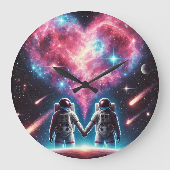 Liebe Galaxy Wall Clock Große Wanduhr (Vorderseite)
