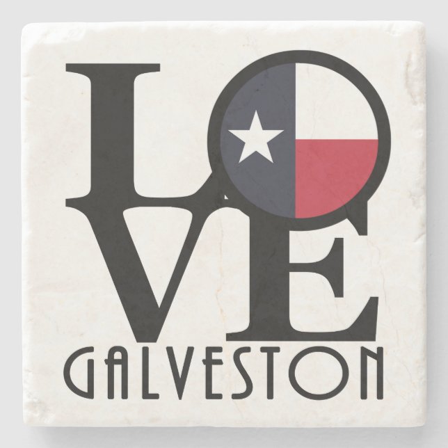 LIEBE Galveston Texas Steinuntersetzer (Vorderseite)
