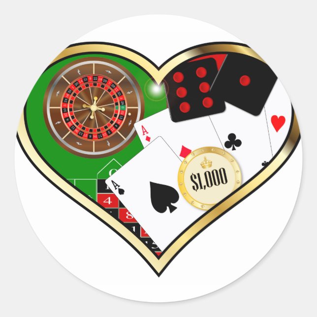 Liebe Gambling Runder Aufkleber (Vorderseite)