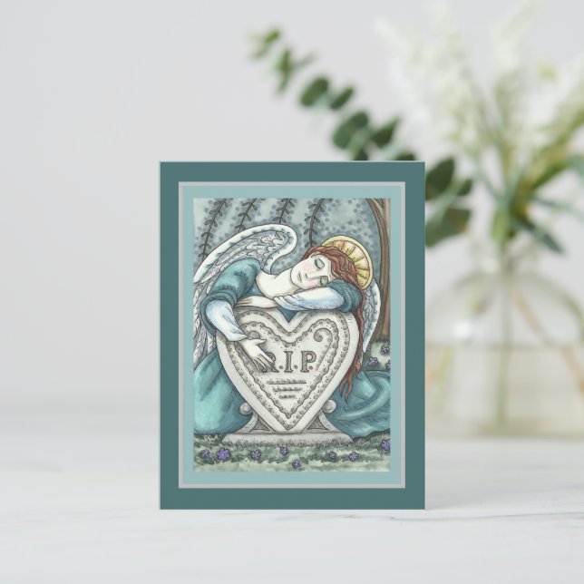 LIEBE GARDISCHE ANGEL, FRIEDHOF MOURNING ART RIP POSTKARTE (Stehend Vorderseite)