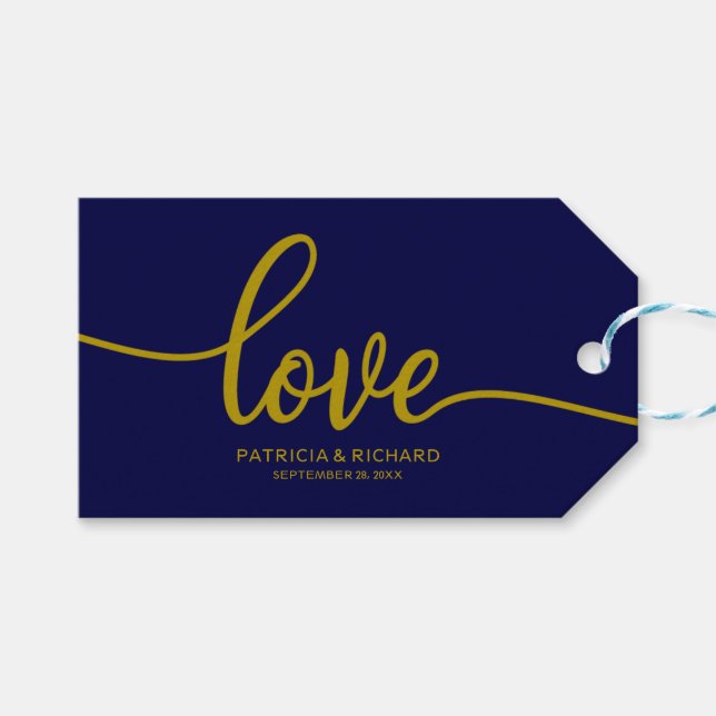 Liebe - Gastgeschenk Hochzeit der Goldmedaille für Geschenkanhänger (Vorderseite (Horizontal))