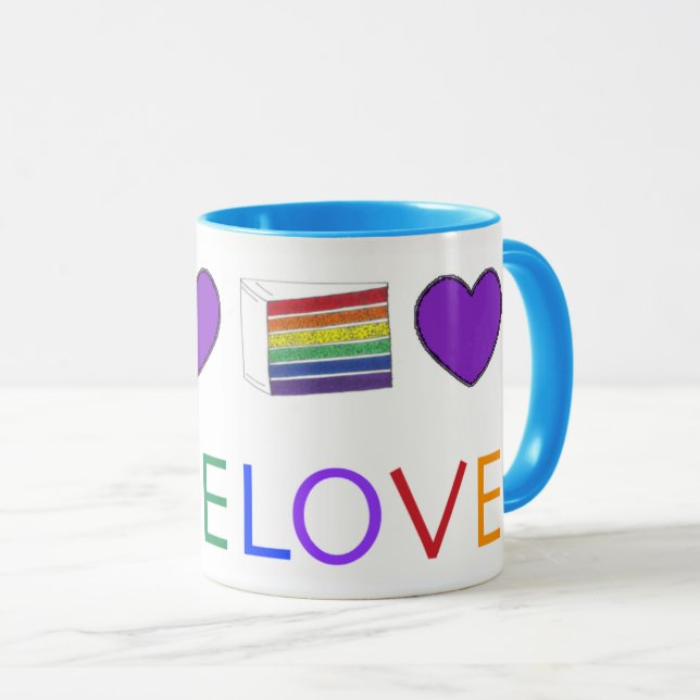 LIEBE Gay Pride LGBT Rainbow Layer Cake Slice Tasse (VorderseiteRechts)