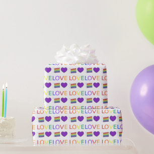 LIEBE Gay Pride Rainbow Cake Lila Heart LGBTQ Geschenkpapier