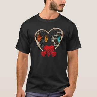 Liebe Gebärdensprache Blumenherz Tod Mute Eheschli T-Shirt