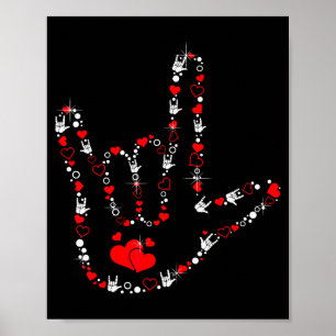 Liebe Gebärdensprache Herz Asl Gehörlos Valentinst Poster