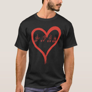 Liebe Gebärdensprache Herz ASL Hemd Valentine's Da T-Shirt