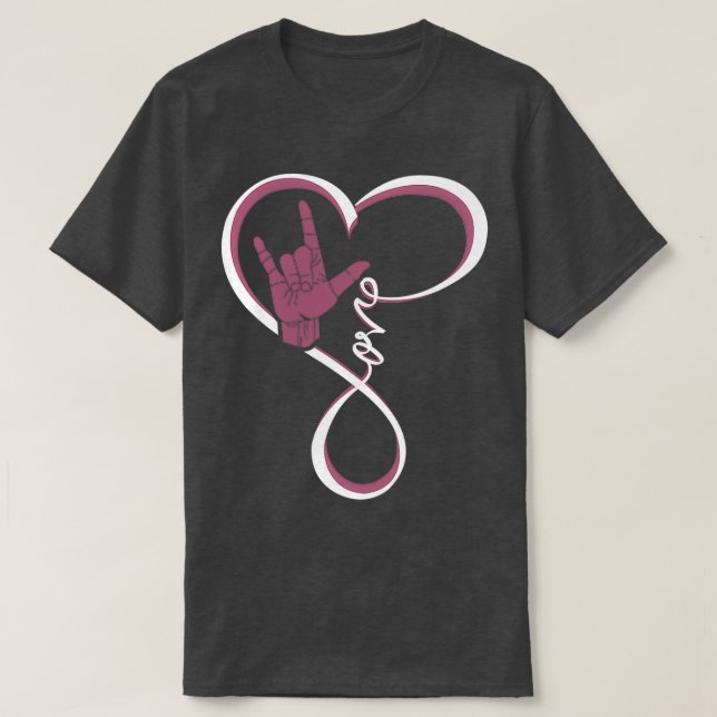 Liebe Gebärdensprache Herz T-Shirt (Design vorne)