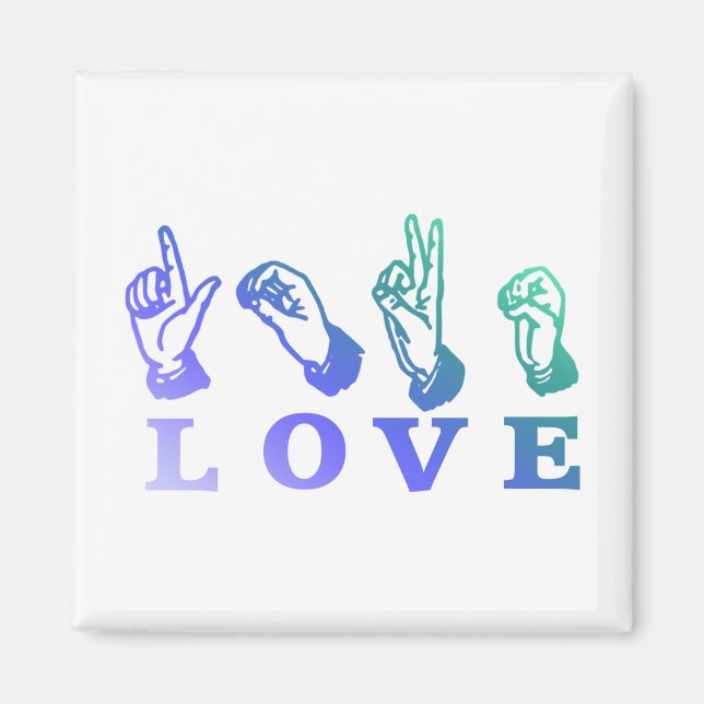 LIEBE Gebärdensprache - T-Shirts, Geschenke, Handz Magnet (Vorne)