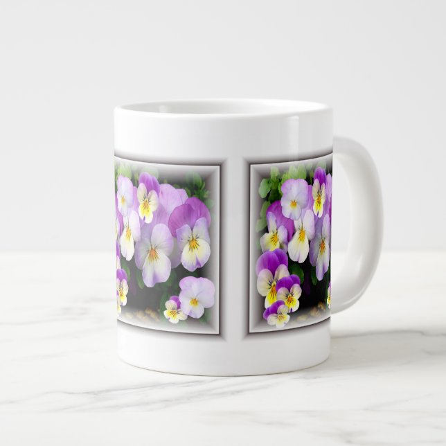 Liebe Gedanken ~ Pansy Jumbo Tasse (Vorderseite Rechts)