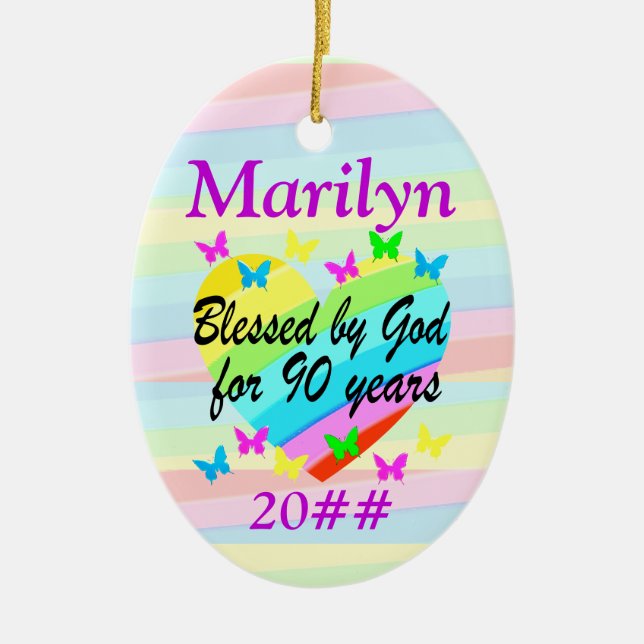 LIEBE GEFÜLLT PERSONALISIERT UND DATED 90. ORNAMEN KERAMIK ORNAMENT (Vorne)