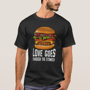 Liebe geht durch den Stomach, den ich Käseburger i T-Shirt