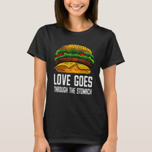 Liebe geht durch den Stomach, den ich Käseburger i T-Shirt