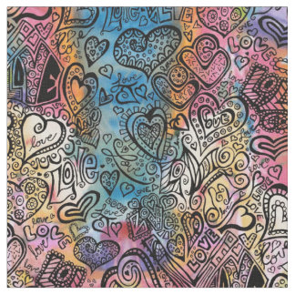 Liebe-Gekritzel-Gewebe Stoff