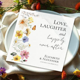 Liebe, Gelächter und glücklich immer nach Hochzeit Serviette
