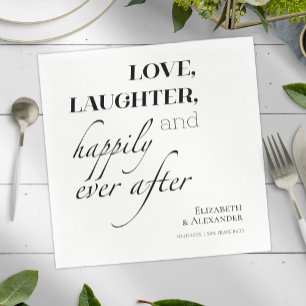 Liebe, Gelächter und glücklich immer nach Hochzeit Serviette
