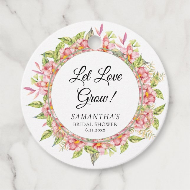 Liebe gelassen Blüten und Brautparty Geschenkanhänger (Vorderseite)