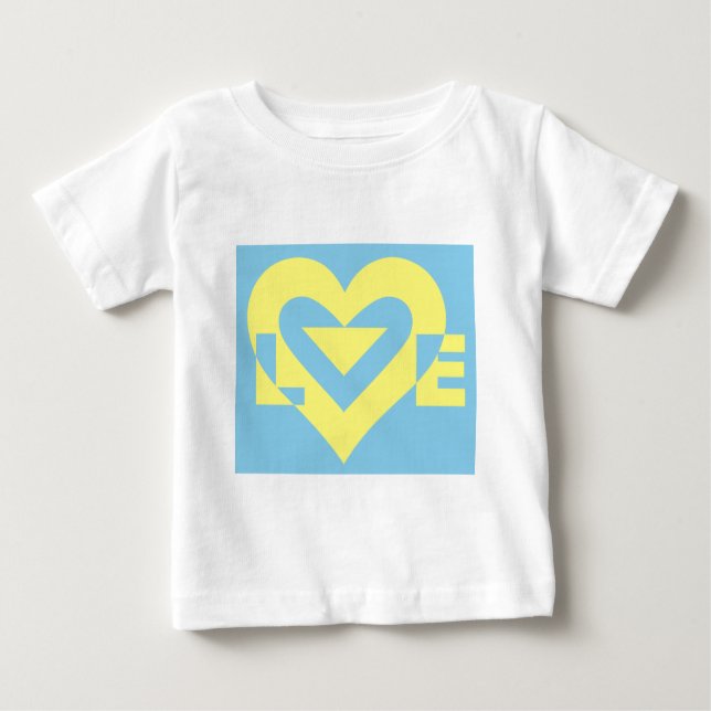 Liebe gelb auf blau baby t-shirt (Vorderseite)