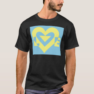 Liebe gelb auf blau T-Shirt
