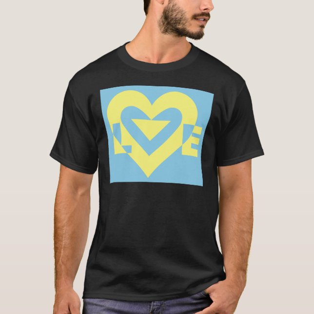 Liebe gelb auf blau T-Shirt (Vorderseite)