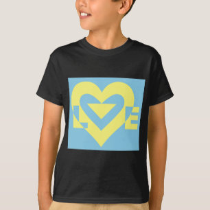 Liebe gelb auf blau T-Shirt