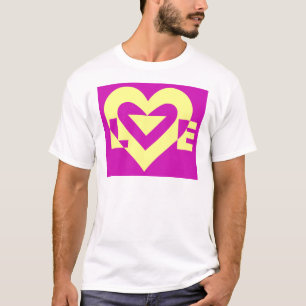 Liebe Gelb auf Lila T-Shirt