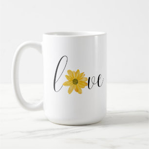 Liebe Gelbe Blume Groovy Hippie Handschrift  Kaffeetasse