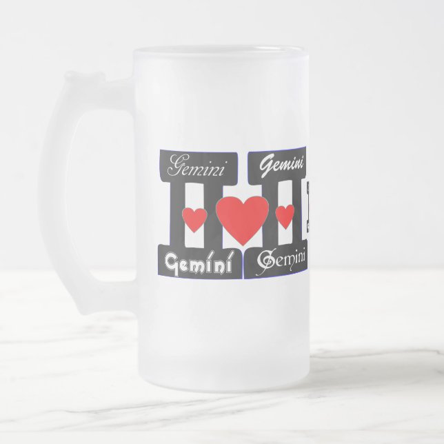 ♊ Liebe Gemini-Zodiac-Mattiert-Bier Mattglas Bierglas (Links)
