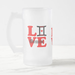 ♊ Liebe Gemini-Zodiac-Mattiert-Bier Mattglas Bierglas