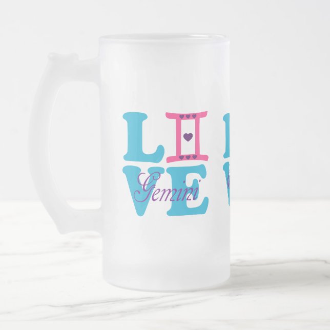 ♊ Liebe Gemini-Zodiac-Mattiert-Bier Mattglas Bierglas (Links)