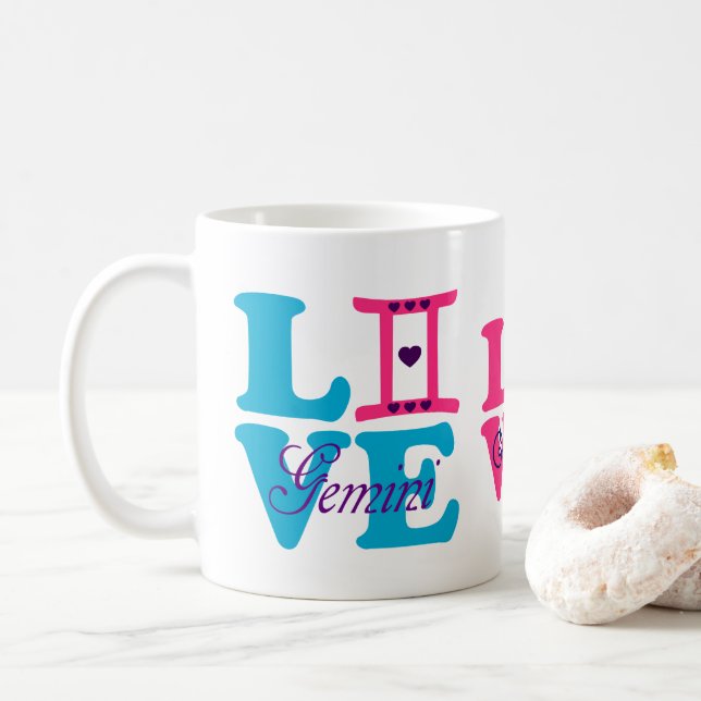 ♊ Liebe Gemini-Zodiac Sign Classic Kaffee Kaffeetasse (Mit Donut)