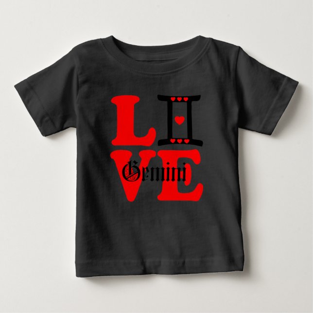 ♊ Liebe Gemini-Zodiac Sign Raglan Baseball Baby T-shirt (Vorderseite)
