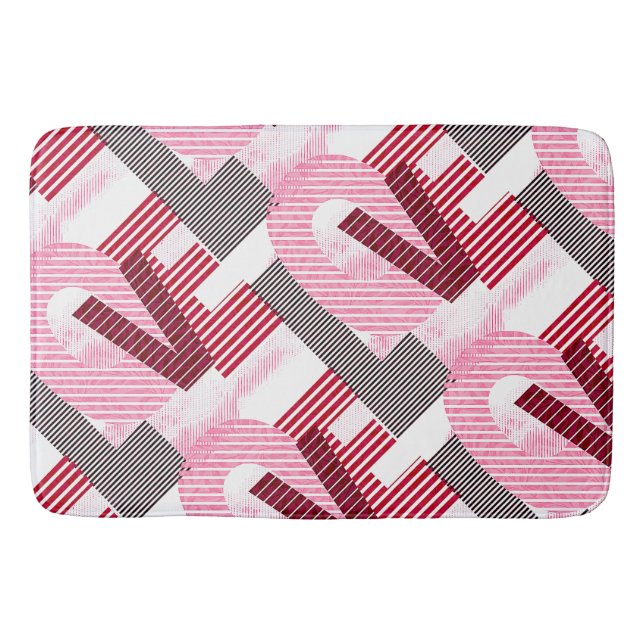 Liebe Geometric Magenta Letter Badematte (Vorderseite)