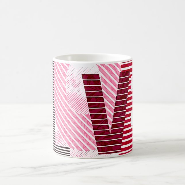 Liebe Geometric Magenta Letter Kaffeetasse (Mittel)