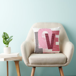 Liebe Geometric Magenta Letter Kissen