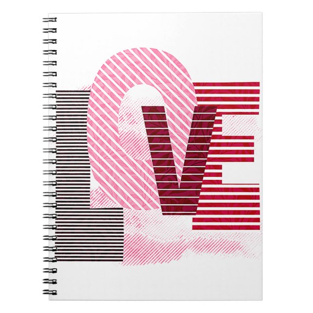 Liebe Geometric Magenta Letter Notizblock (Vorderseite)