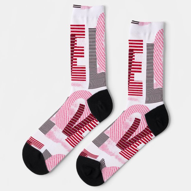Liebe Geometric Magenta Letter Socken (Linkes Detail)