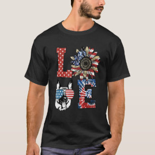 Liebe German Shepherd Dog Usa Flag Sonnenblumen Kr T-Shirt