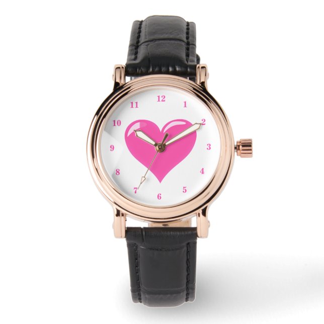 Liebe-Geschenk für Rosa Herzchen Armbanduhr (Vorderseite)