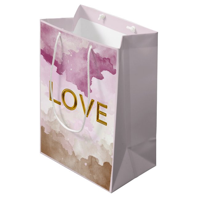 'LIEBE' Geschenktasche (mittelgroß) Mittlere Geschenktüte (Vorderseite Schrägansicht)