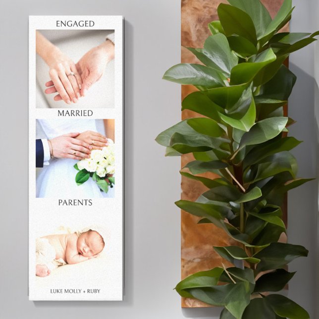 Liebe Geschichte Verlobte Verheiratete Eltern Paar Leinwanddruck (New Baby Love Story Timeline Photo Canvas by Darling & May)