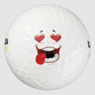 Liebe getroffenes lustiges Gesicht Golfball