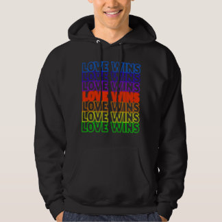 Liebe-Gewinne! Schwarzes Leuchtreklame-Sweatshirt Hoodie
