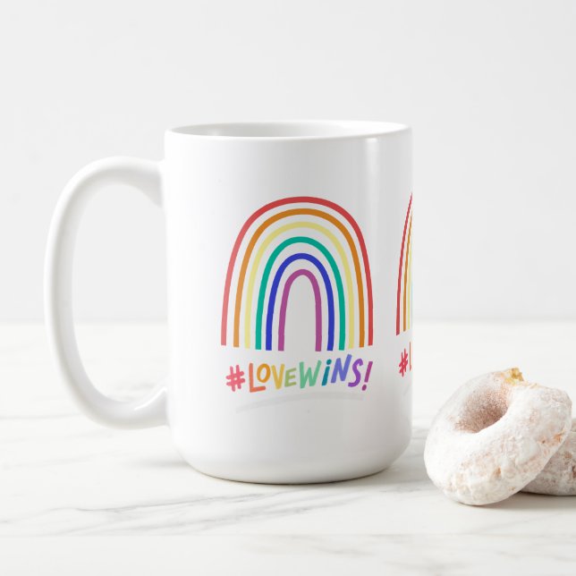 Liebe gewinnt Fun Rainbow Kaffeetasse (Mit Donut)