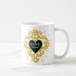 Liebe gewinnt Gold Crown Frame Kaffeetasse